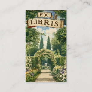 Vintage Tuin Ex Libris Boekplaat Zakelijke Kaart Visitekaartje