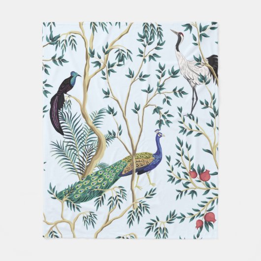 Vintage tuingranaatappelboom, exotische vogel fleece deken (Voorkant)