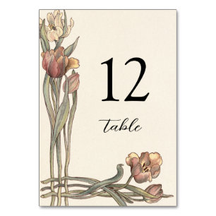 Vintage Tulip Floral Frame Numéro de table