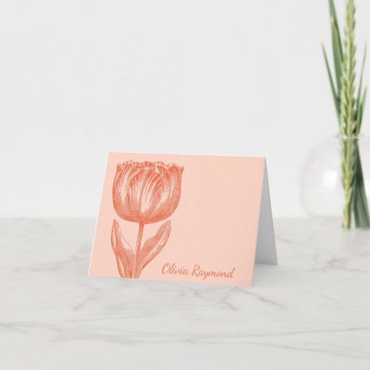 Vintage Tulip Peach Floral Nom personnalisé (Devant)