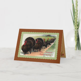 Vintage Turkey Parade Thanksgiving Card Feestdagen Kaart