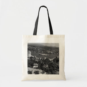 Vintage Turkije Istanbul Bosphorus fort Doek Tote Bag