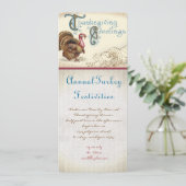 Vintage Turquie Thanksgiving Diner Invitations (Debout devant)