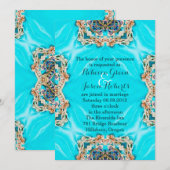 vintage turquoise bohemian wedding kaart (Voorkant / Achterkant)