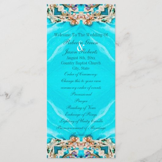 vintage turquoise des programmes de mariage bohème