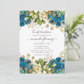 Vintage Turquoise en Gouden Shabby Bevestiging Kaart (Staand voorkant)