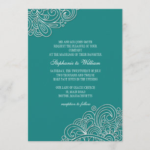 Vintage Turquoise Floral Faire-part de mariage