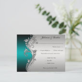 Vintage Turquoise noir et argent Floral RSVP (Debout devant)