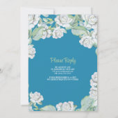 Vintage Turquoise Roses Blanches Invitation 80e an (Dos)