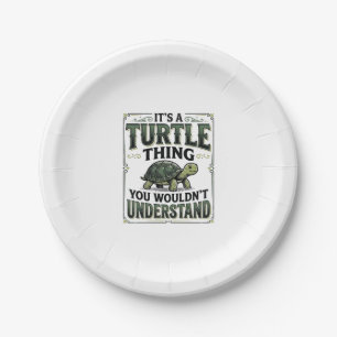 Vintage Turtle Ding Fun T-shirt voor Turtle Liefhe Papieren Bordje