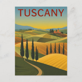 Vintage Tuscany Italy Travel Poster Hills Briefkaart