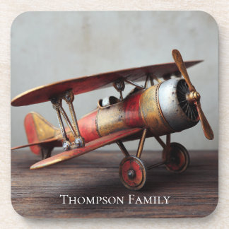 Vintage tweedekker luchtvaart piloot thuisbar op m bier onderzetter