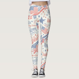 Vintage Typografie 4 juli Vrijheid Leggings
