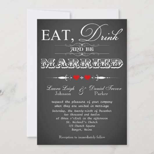 Vintage Typographie Chalkboard Mariage Invitation (Devant)