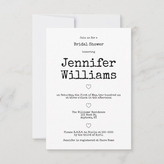Vintage typographie mariage invitations b&w (Devant)