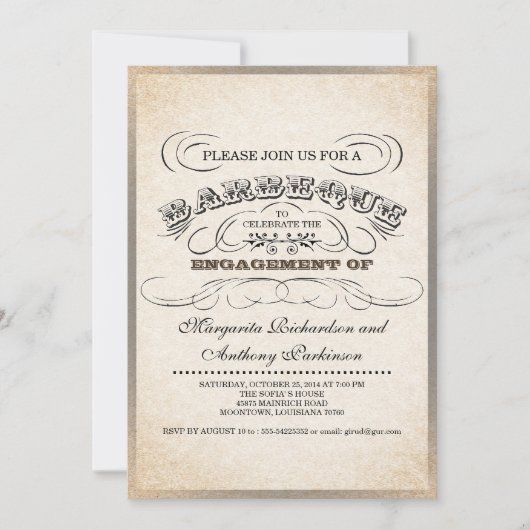 vintage typographie unique invitations barbecue (Devant)