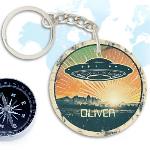 Vintage UFO Persoonlijk Sleutelhanger