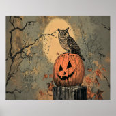 Vintage Uil op Jack-o'-Lantern Poster (Voorkant)