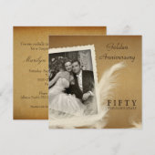 Vintage uitnodigingen met vierkante foto ter geleg (Voorkant / Achterkant)
