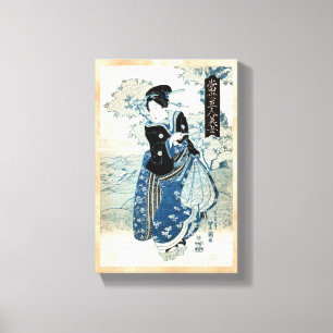 Vintage ukiyo-e geisha dame van Cool japan Canvas Afdruk