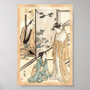 Vintage ukiyo-e geisha-scroller van woljapans poster