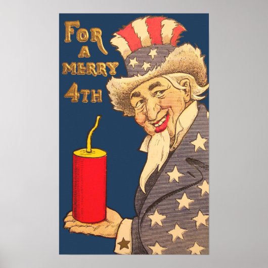 Vintage Uncle Sam 4th of July Poster (Devant)