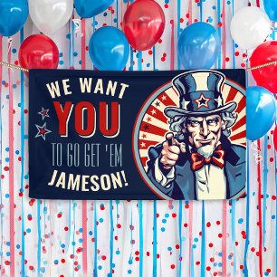 Vintage Uncle Sam Militaire Afscheidsfeest Banner