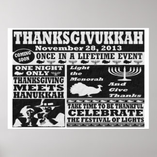 Vintage Une fois dans la vie Thanksgivukkah Poster