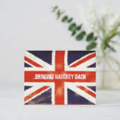Vintage Union Jack NAUGHTY Briefkaart (Staand voorkant)