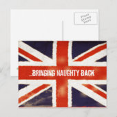 Vintage Union Jack NAUGHTY Briefkaart (Voorkant / Achterkant)