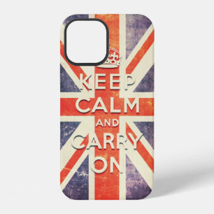 Vintage Union Jack vlag blijf kalm en ga door Cas iPhone 12 Hoesje
