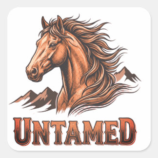 Vintage Untamed Stallion Western Shirt Vierkante Sticker