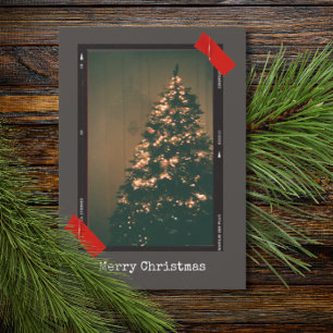 Vintage Upcycle Instant Foto Schrijfmachine Kerstm Feestdagenkaart