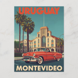 Vintage Uruguay Travel Poster Convertible Car Briefkaart