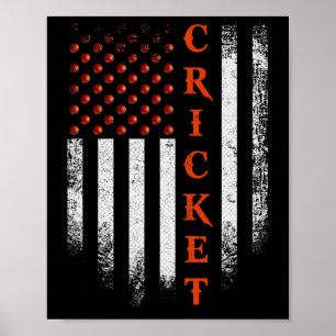 Vintage Us Amerikaanse Vlag Cricket Speler Patriot Poster