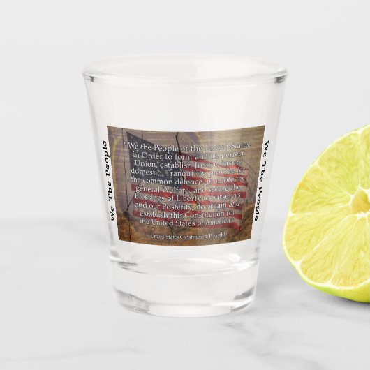 Vintage US Flag US Constitution Preamble Custom Shot Glas (Voorkant)