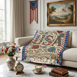 Vintage USA 250 Jaar Vrijheid Victoriaanse Tuin Fleece Deken