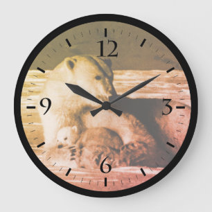 Vintage USA Alaska moeder ijsbeer Horloge Groot C Grote Klok