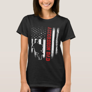 Vintage Usa American Flag Accordion Dad Notes Silh T-shirt