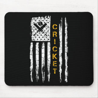 Vintage Usa American Flag Cricket Player Silhouett Muismat