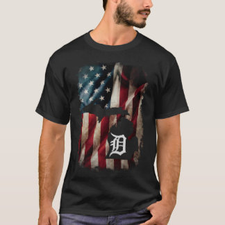 Vintage USA American flag Detroit 4th of July Patr T-shirt