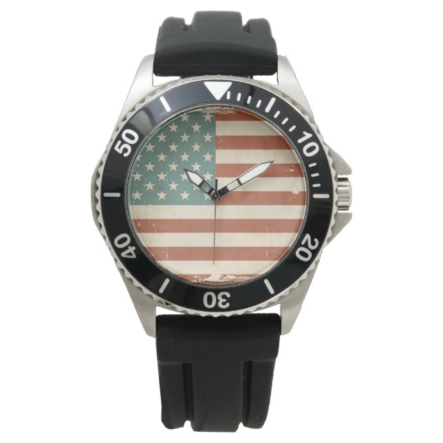 Vintage USA Amerikaanse Vlag Horloge (Voorkant)