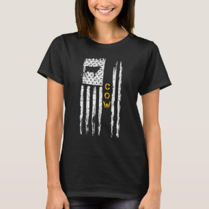 Vintage Usa Amerikaanse Vlag Koe Boerderij Boer Si T-shirt