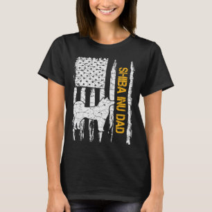 Vintage USA Amerikaanse Vlag Shiba Inu Hond Vader  T-shirt