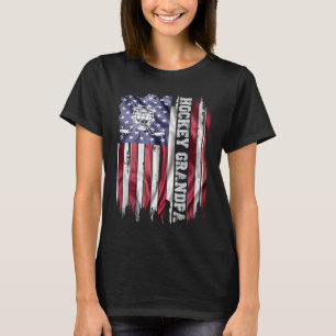 Vintage USA Amerikaanse Vlag Trots Hockey Opa Sil T-shirt
