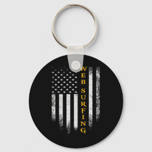 Vintage Usa Amerikaanse Vlag Web Surfen Grappige S Sleutelhanger