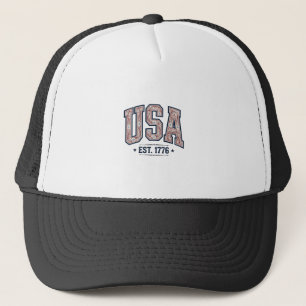 Vintage USA Est 1776 Patriottische Graveer Shirt_1 Trucker Pet