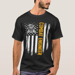 Vintage Usa Gevechtsingenieur Amerikaanse Vlag Pat T-shirt