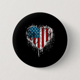 Vintage Usa Hart 4 juli Patriottisch Amerikaans V Ronde Button 5,7 Cm