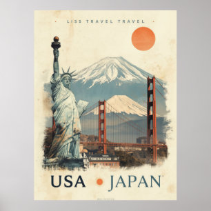 Vintage USA Japan Reizen Retro Met Poster
